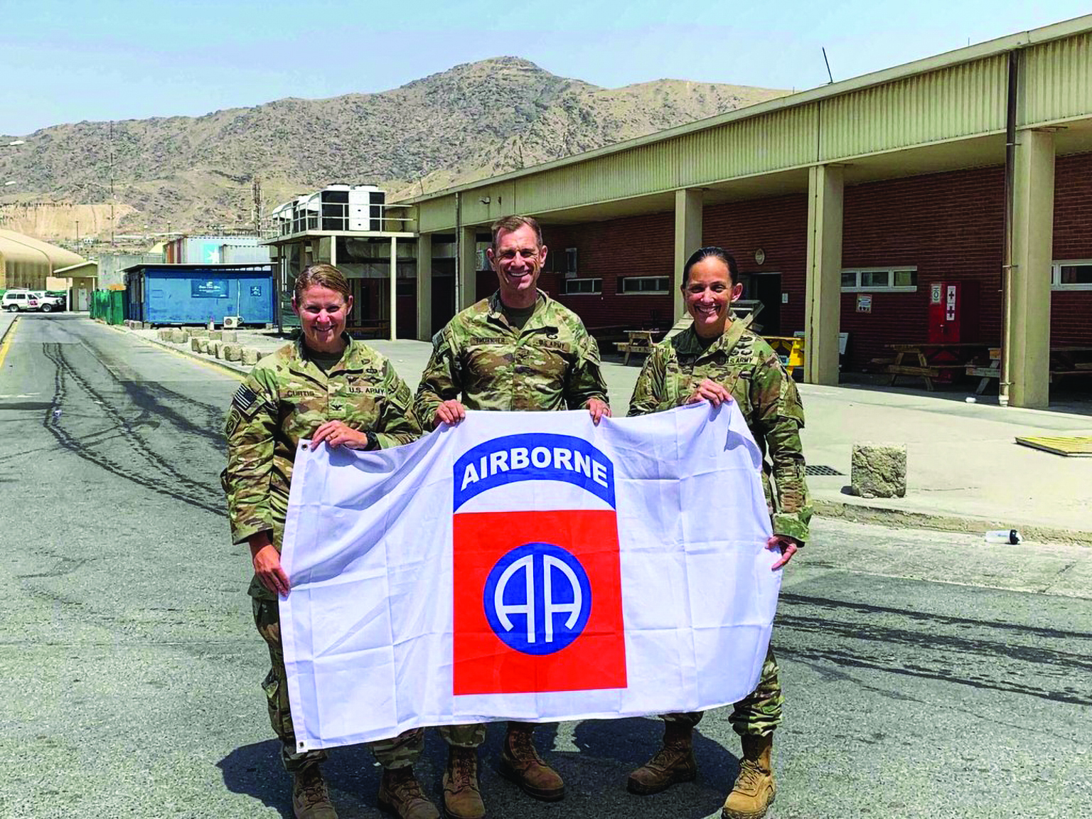 COL Jeffrey Thurnher, 82d Airborne Division SJA, stands with two of the Division’s brigade commanders in
            Afghanistan during their final mission in Afghanistan. (Photo courtesy of COL Jeffrey Thurnher)
